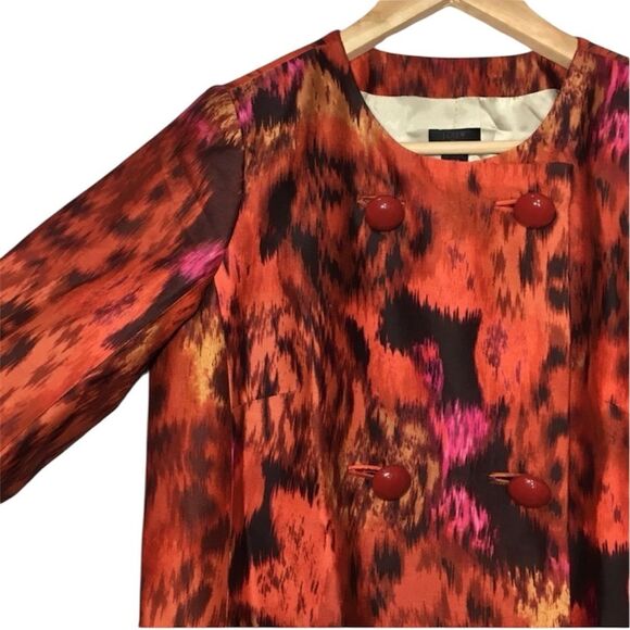 J.CREW WOOL/ SILK BURNT ORANGE TIE DYE LIGHTWEIGHT LINED PEACOAT JACKET COAT 4 - Picture 2 of 10